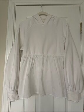Urban Outfitters Cream Hoodie Top with Peplum Detail